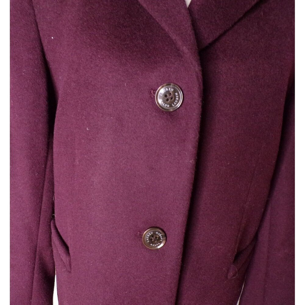 🆕RALPH LAUREN Longline Reefer Coat Wool Blend Wine Burgundy 10 - Picture 6 of 11